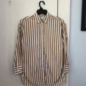 J Crew tan/white stripe, long sleeve button up